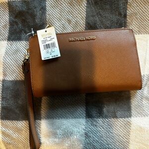Michael Kors Tan Leather Wristlet